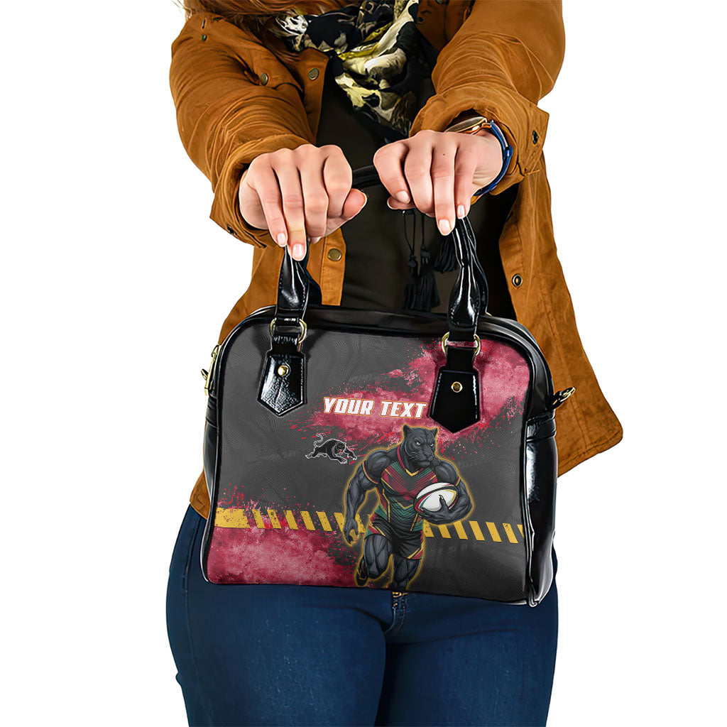 Personalised Penrith Panthers Rugby Shoulder Handbag Black Panther Mascot - Sporty Splash Art Style