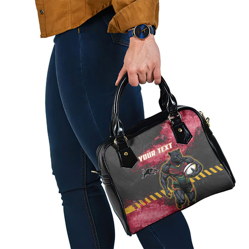 Personalised Penrith Panthers Rugby Shoulder Handbag Black Panther Mascot - Sporty Splash Art Style