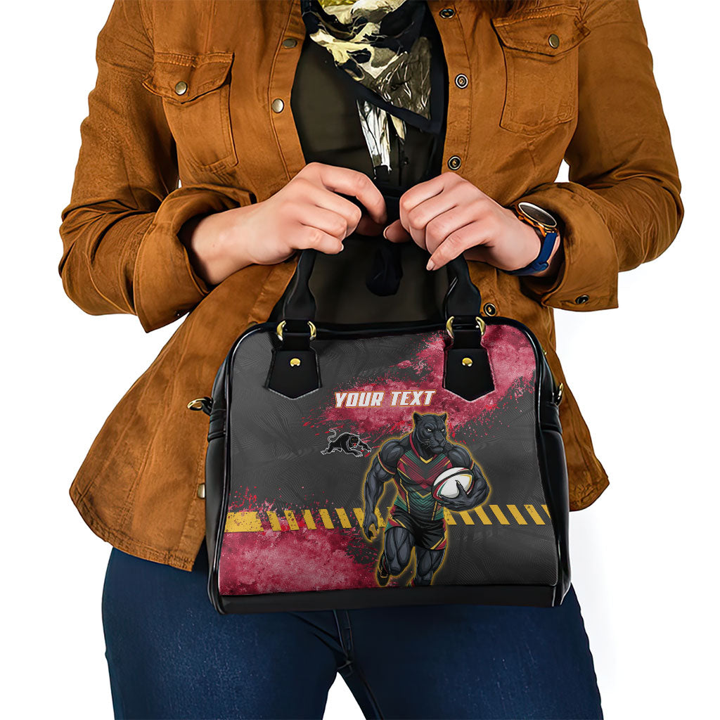 Personalised Penrith Panthers Rugby Shoulder Handbag Black Panther Mascot - Sporty Splash Art Style