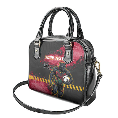 Personalised Penrith Panthers Rugby Shoulder Handbag Black Panther Mascot - Sporty Splash Art Style