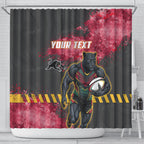Personalised Penrith Panthers Rugby Shower Curtain Black Panther Mascot - Sporty Splash Art Style