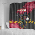 Personalised Penrith Panthers Rugby Shower Curtain Black Panther Mascot - Sporty Splash Art Style
