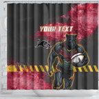 Personalised Penrith Panthers Rugby Shower Curtain Black Panther Mascot - Sporty Splash Art Style