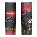 Personalised Penrith Panthers Rugby Skinny Tumbler Black Panther Mascot - Sporty Splash Art Style