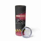 Personalised Penrith Panthers Rugby Skinny Tumbler Black Panther Mascot - Sporty Splash Art Style