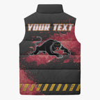 Personalised Penrith Panthers Rugby Sleeveless Puffer Jacket Black Panther Mascot - Sporty Splash Art Style