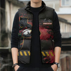 Personalised Penrith Panthers Rugby Sleeveless Puffer Jacket Black Panther Mascot - Sporty Splash Art Style