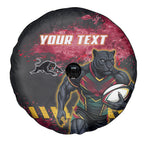 Personalised Penrith Panthers Rugby Spare Tire Cover Black Panther Mascot - Sporty Splash Art Style