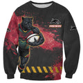 Personalised Penrith Panthers Rugby Sweatshirt Black Panther Mascot - Sporty Splash Art Style