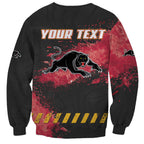 Personalised Penrith Panthers Rugby Sweatshirt Black Panther Mascot - Sporty Splash Art Style