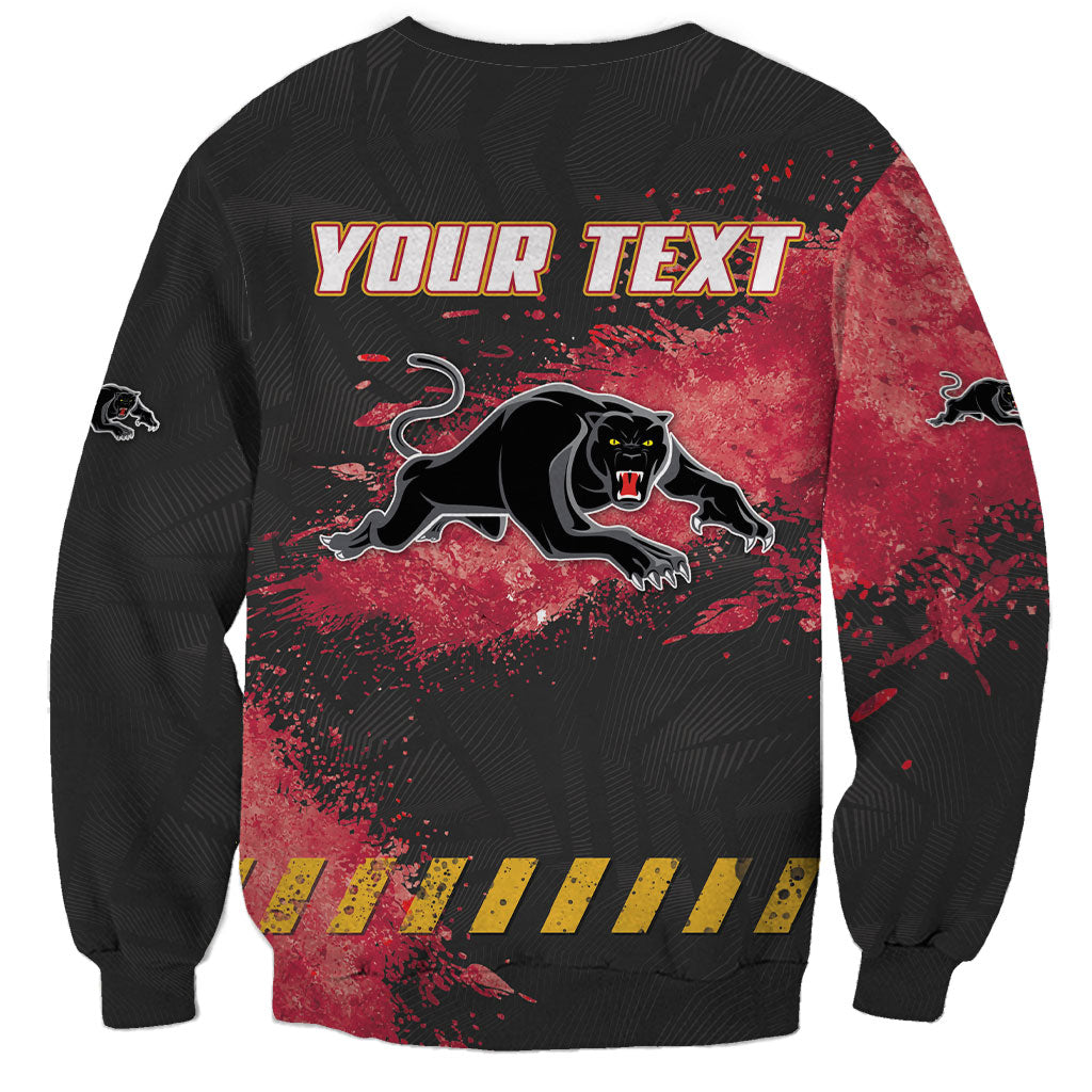 Personalised Penrith Panthers Rugby Sweatshirt Black Panther Mascot - Sporty Splash Art Style