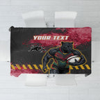Personalised Penrith Panthers Rugby Tablecloth Black Panther Mascot - Sporty Splash Art Style