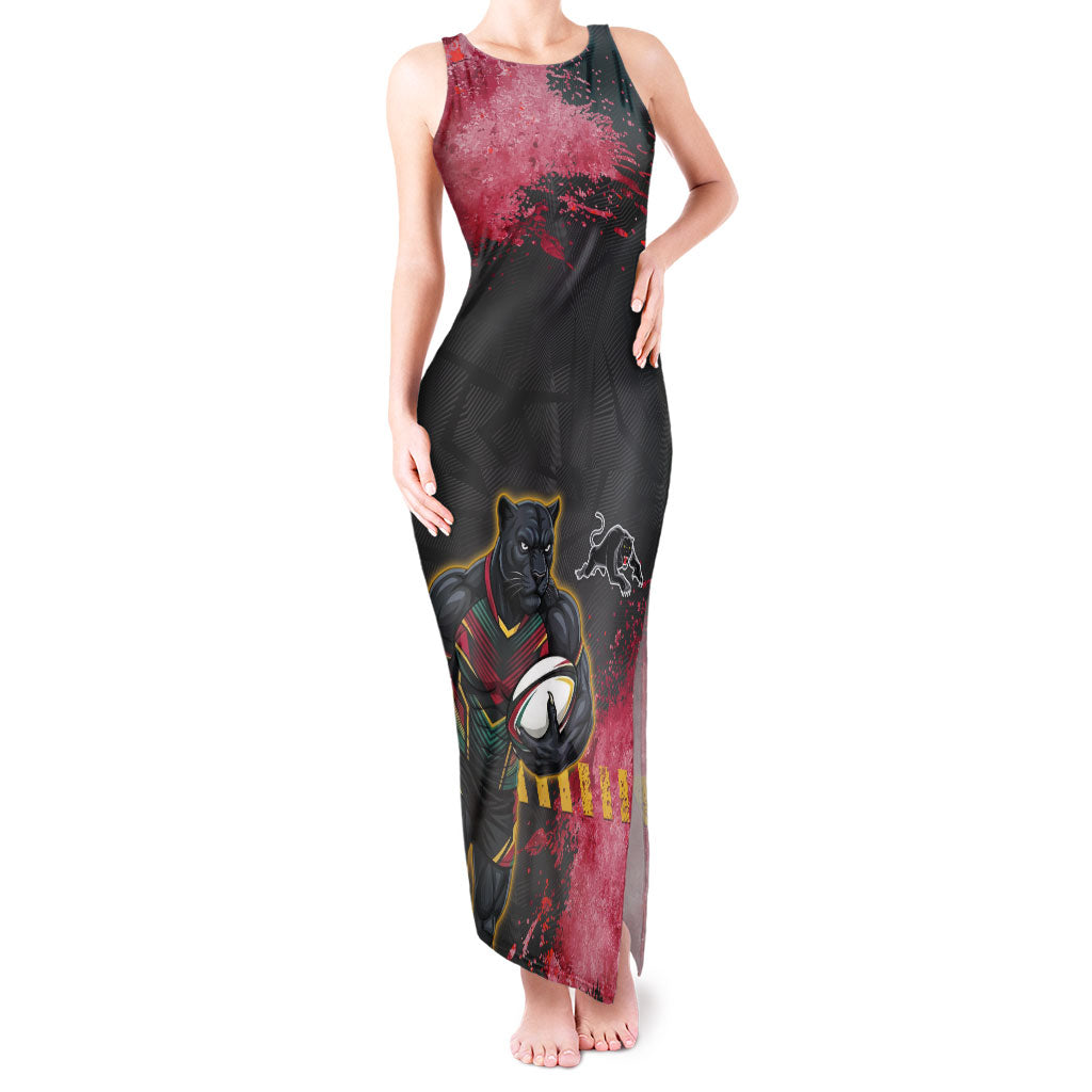 Personalised Penrith Panthers Rugby Tank Maxi Dress Black Panther Mascot - Sporty Splash Art Style
