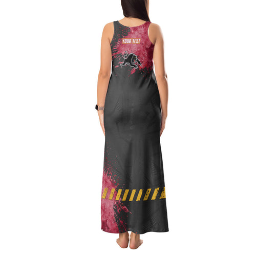 Personalised Penrith Panthers Rugby Tank Maxi Dress Black Panther Mascot - Sporty Splash Art Style