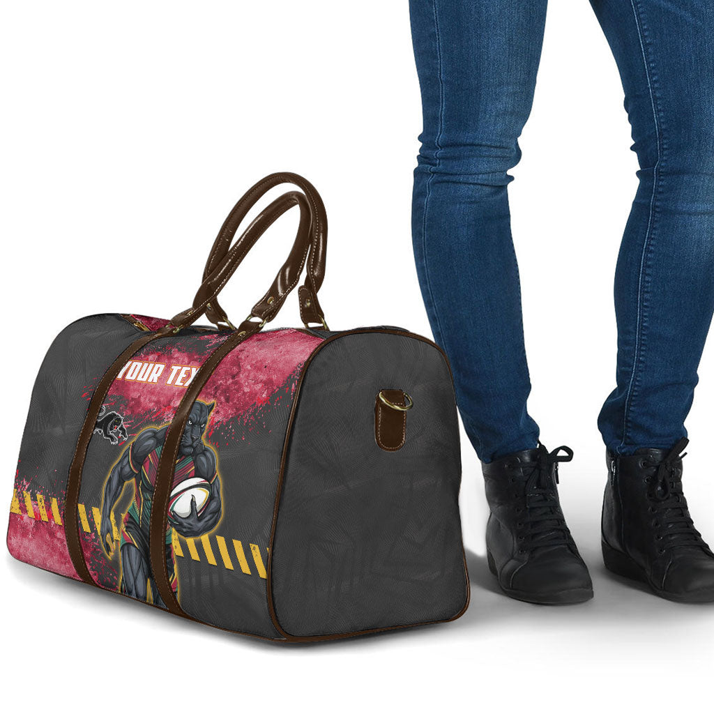 Personalised Penrith Panthers Rugby Travel Bag Black Panther Mascot - Sporty Splash Art Style