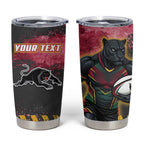 Personalised Penrith Panthers Rugby Tumbler Cup Black Panther Mascot - Sporty Splash Art Style