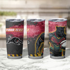 Personalised Penrith Panthers Rugby Tumbler Cup Black Panther Mascot - Sporty Splash Art Style