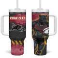 Personalised Penrith Panthers Rugby Tumbler With Handle Black Panther Mascot - Sporty Splash Art Style