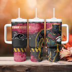 Personalised Penrith Panthers Rugby Tumbler With Handle Black Panther Mascot - Sporty Splash Art Style