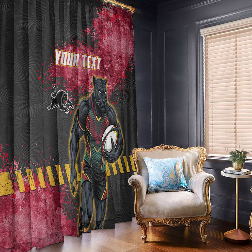 Personalised Penrith Panthers Rugby Window Curtain Black Panther Mascot - Sporty Splash Art Style