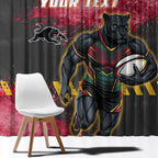 Personalised Penrith Panthers Rugby Window Curtain Black Panther Mascot - Sporty Splash Art Style