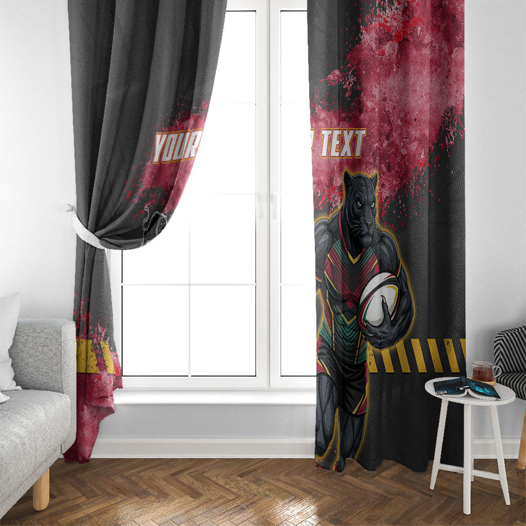 Personalised Penrith Panthers Rugby Window Curtain Black Panther Mascot - Sporty Splash Art Style