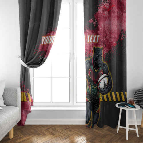 Personalised Penrith Panthers Rugby Window Curtain Black Panther Mascot - Sporty Splash Art Style