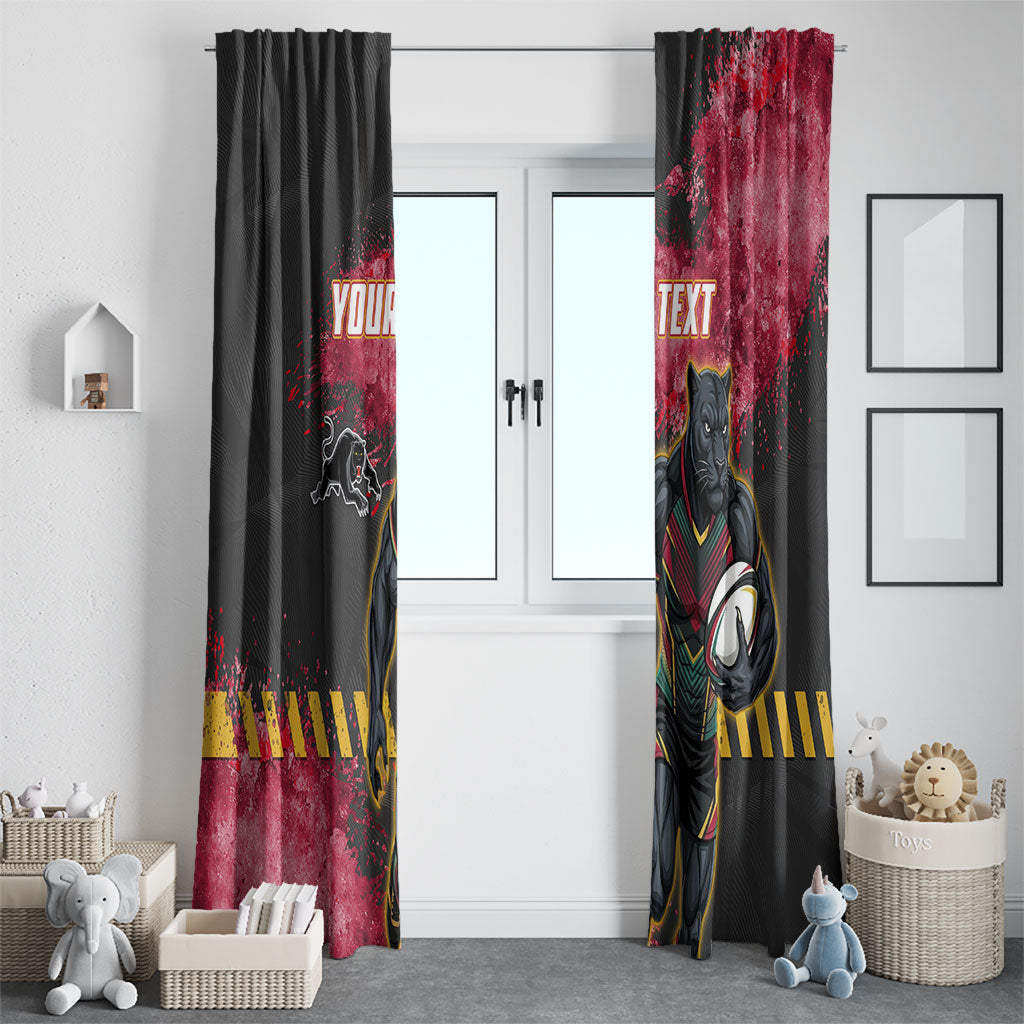 Personalised Penrith Panthers Rugby Window Curtain Black Panther Mascot - Sporty Splash Art Style