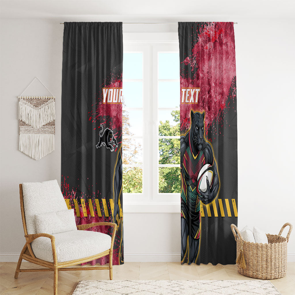 Personalised Penrith Panthers Rugby Window Curtain Black Panther Mascot - Sporty Splash Art Style