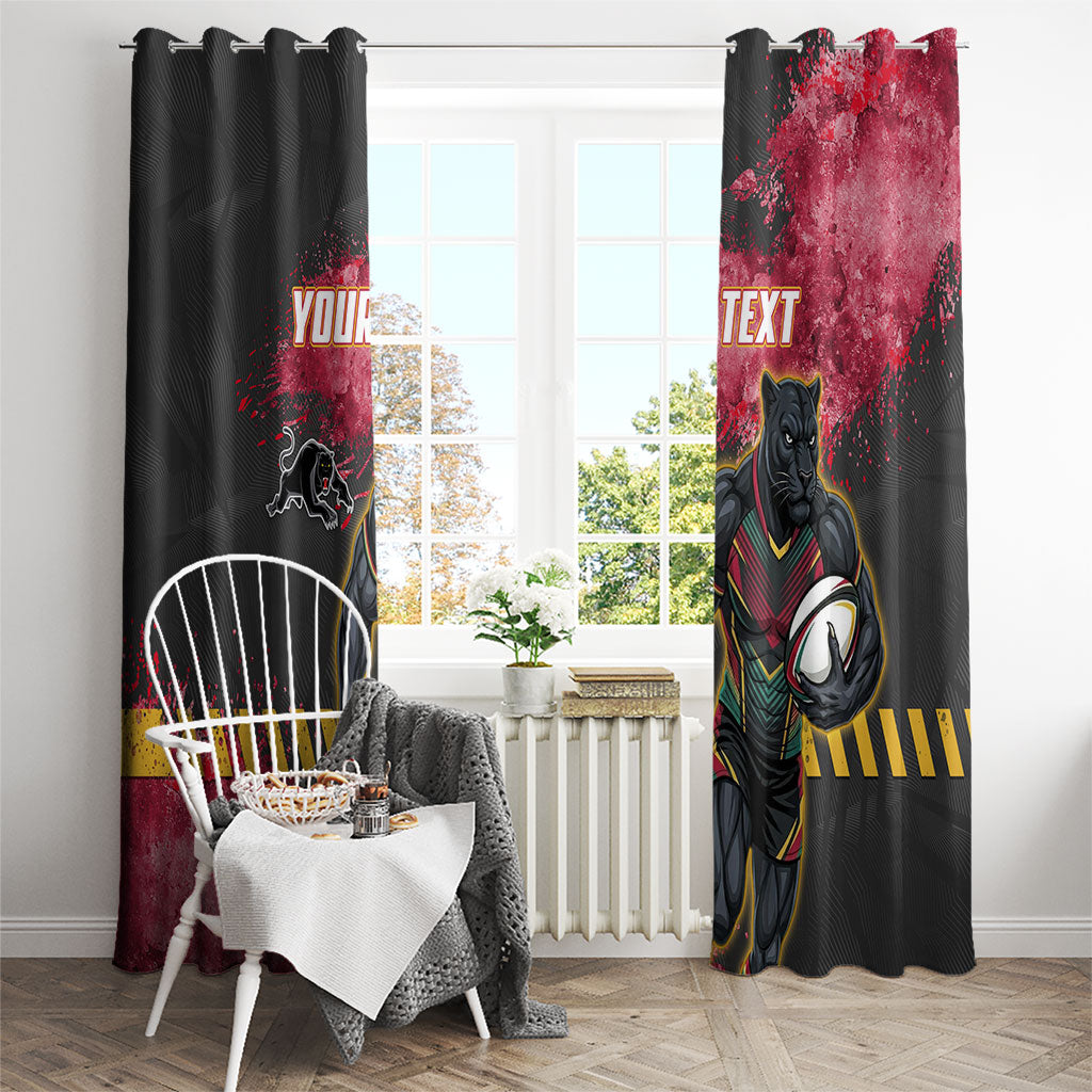Personalised Penrith Panthers Rugby Window Curtain Black Panther Mascot - Sporty Splash Art Style