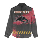 Personalised Penrith Panthers Rugby Women Casual Shirt Black Panther Mascot - Sporty Splash Art Style
