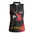 Personalised Penrith Panthers Rugby Women Sleeveless Polo Shirt Black Panther Mascot - Sporty Splash Art Style