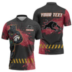 Personalised Penrith Panthers Rugby Zipper Polo Shirt Black Panther Mascot - Sporty Splash Art Style