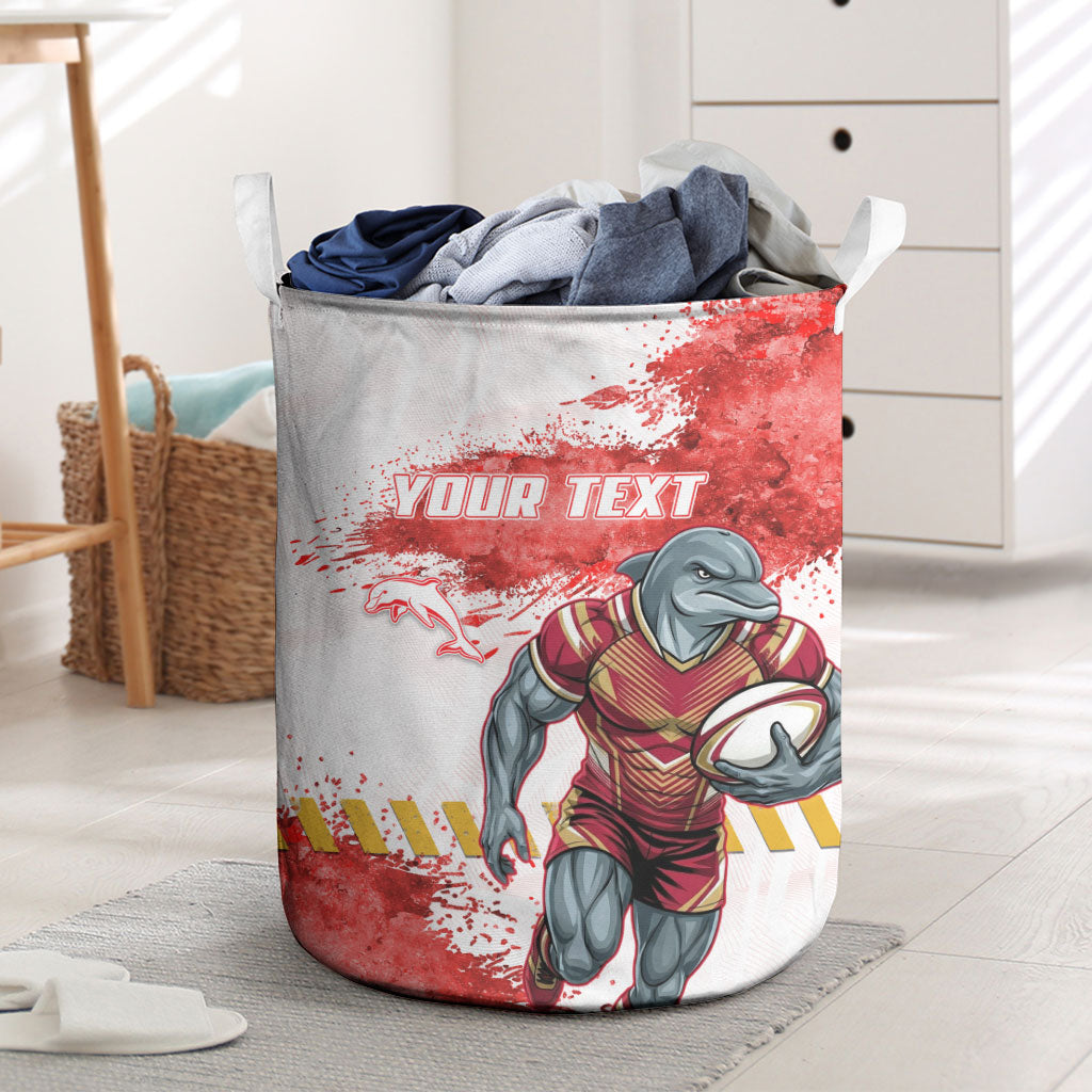 Personalised Dolphins Rugby Laundry Basket Dolphin Mascot - Sporty Splash Art Style