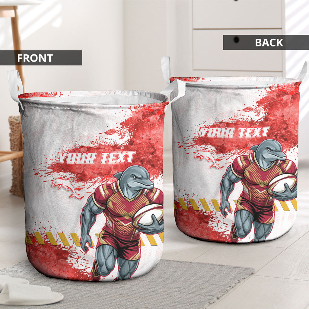 Personalised Dolphins Rugby Laundry Basket Dolphin Mascot - Sporty Splash Art Style