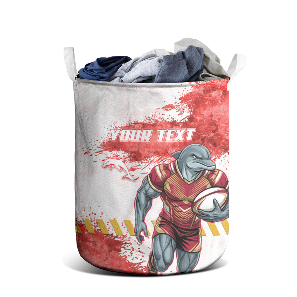 Personalised Dolphins Rugby Laundry Basket Dolphin Mascot - Sporty Splash Art Style
