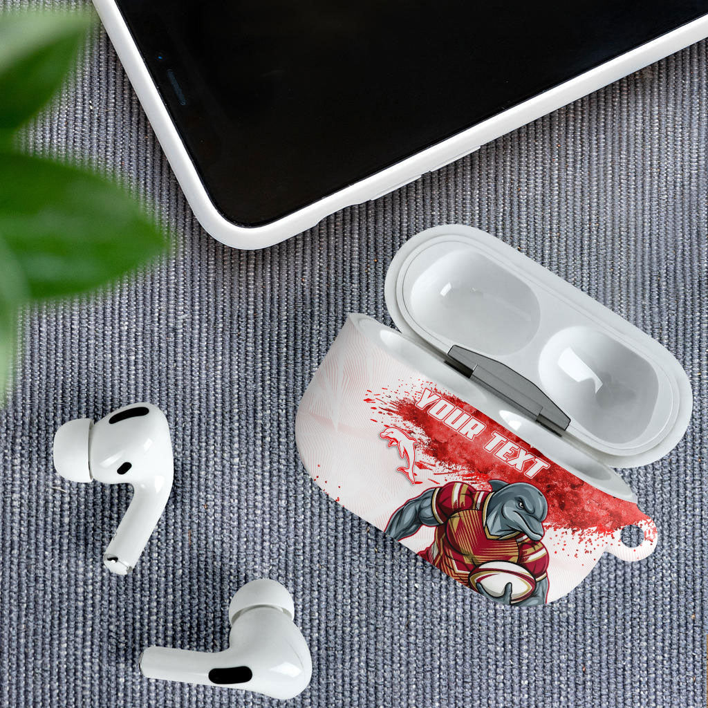 Personalised Dolphins Rugby AirPods Case Dolphin Mascot - Sporty Splash Art Style