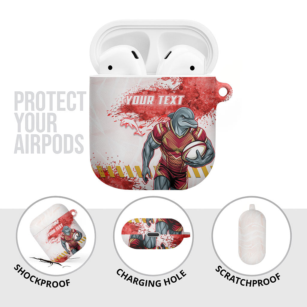 Personalised Dolphins Rugby AirPods Case Dolphin Mascot - Sporty Splash Art Style