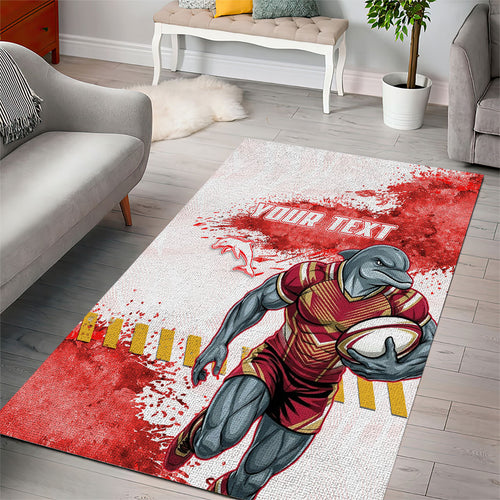 Personalised Dolphins Rugby Area Rug Dolphin Mascot - Sporty Splash Art Style