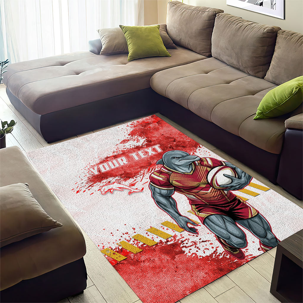 Personalised Dolphins Rugby Area Rug Dolphin Mascot - Sporty Splash Art Style