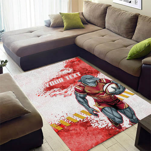 Personalised Dolphins Rugby Area Rug Dolphin Mascot - Sporty Splash Art Style