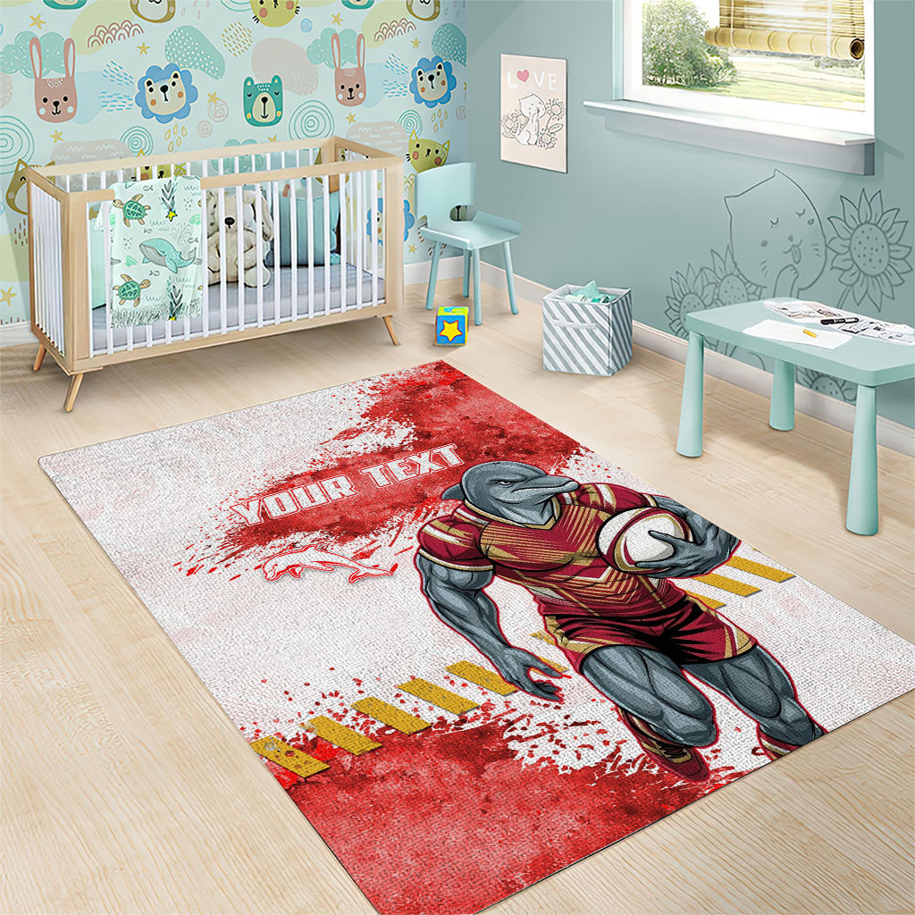 Personalised Dolphins Rugby Area Rug Dolphin Mascot - Sporty Splash Art Style