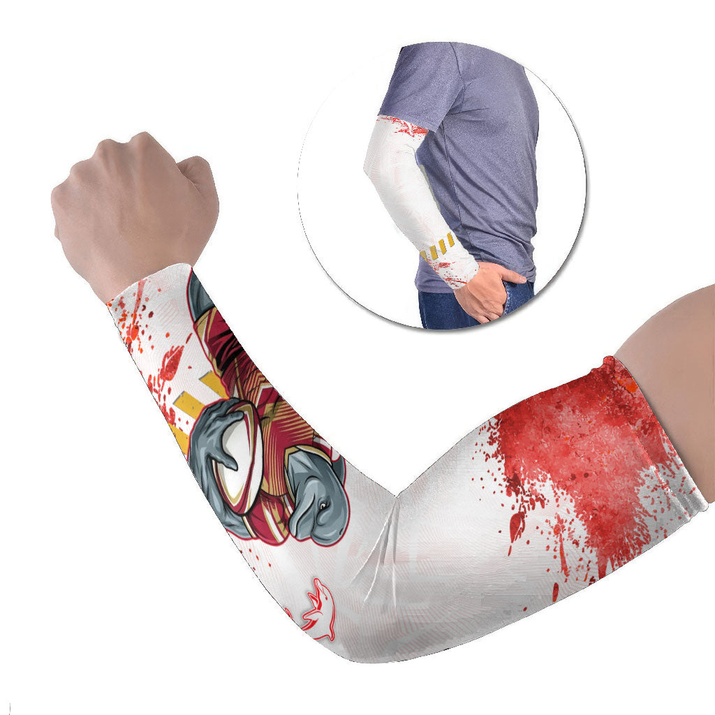 Personalised Dolphins Rugby Arm Sleeves Dolphin Mascot - Sporty Splash Art Style