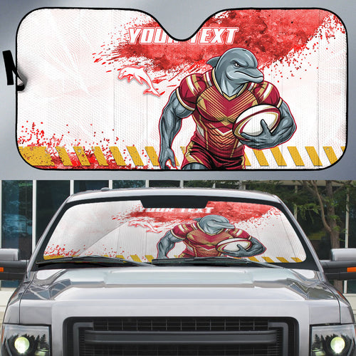 Personalised Dolphins Rugby Auto Sun Shade Dolphin Mascot - Sporty Splash Art Style