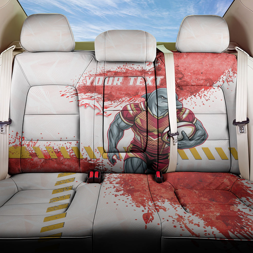 Personalised Dolphins Rugby Back Car Seat Cover Dolphin Mascot - Sporty Splash Art Style