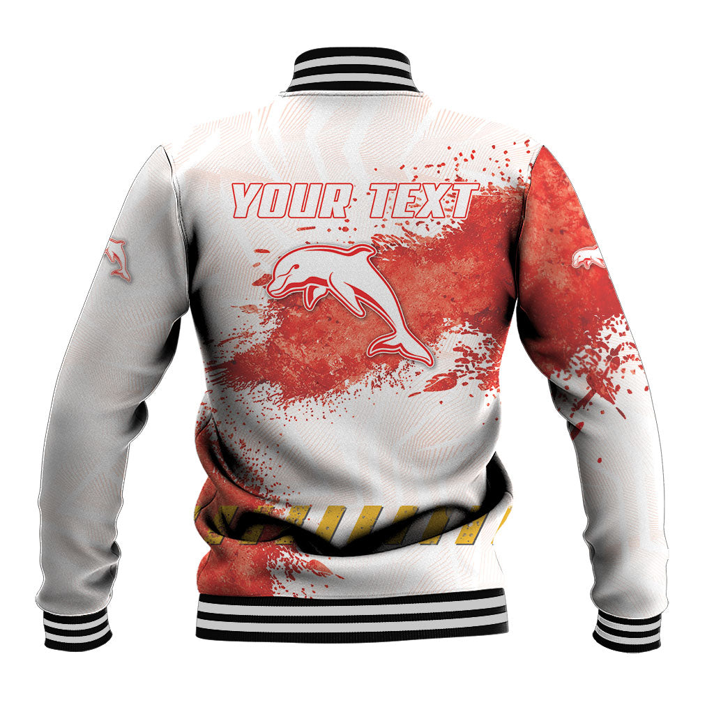 Personalised Dolphins Rugby Baseball Jacket Dolphin Mascot - Sporty Splash Art Style