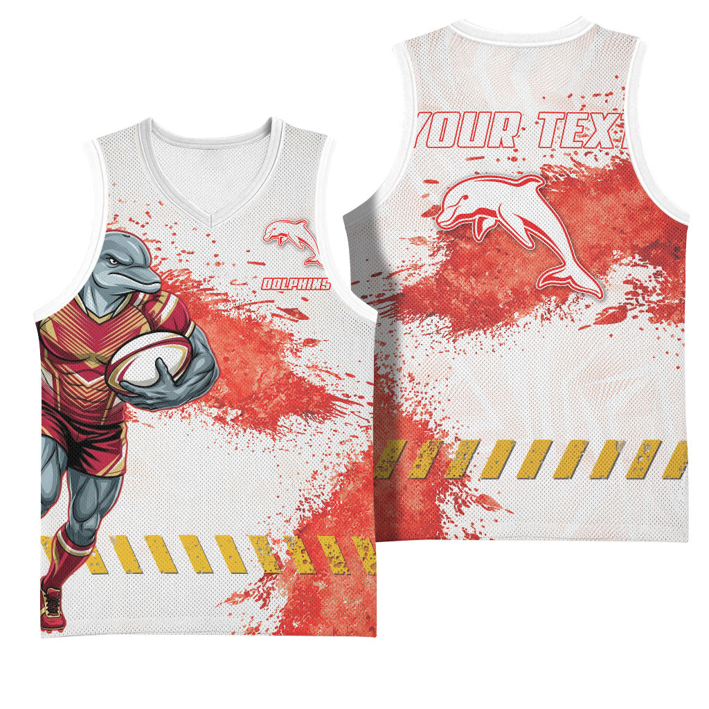 Personalised Dolphins Rugby Basketball Jersey Dolphin Mascot - Sporty Splash Art Style