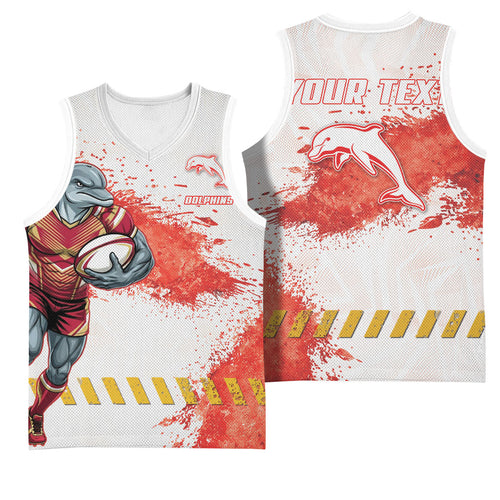 Personalised Dolphins Rugby Basketball Jersey Dolphin Mascot - Sporty Splash Art Style