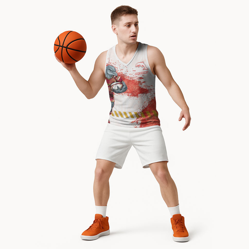 Personalised Dolphins Rugby Basketball Jersey Dolphin Mascot - Sporty Splash Art Style