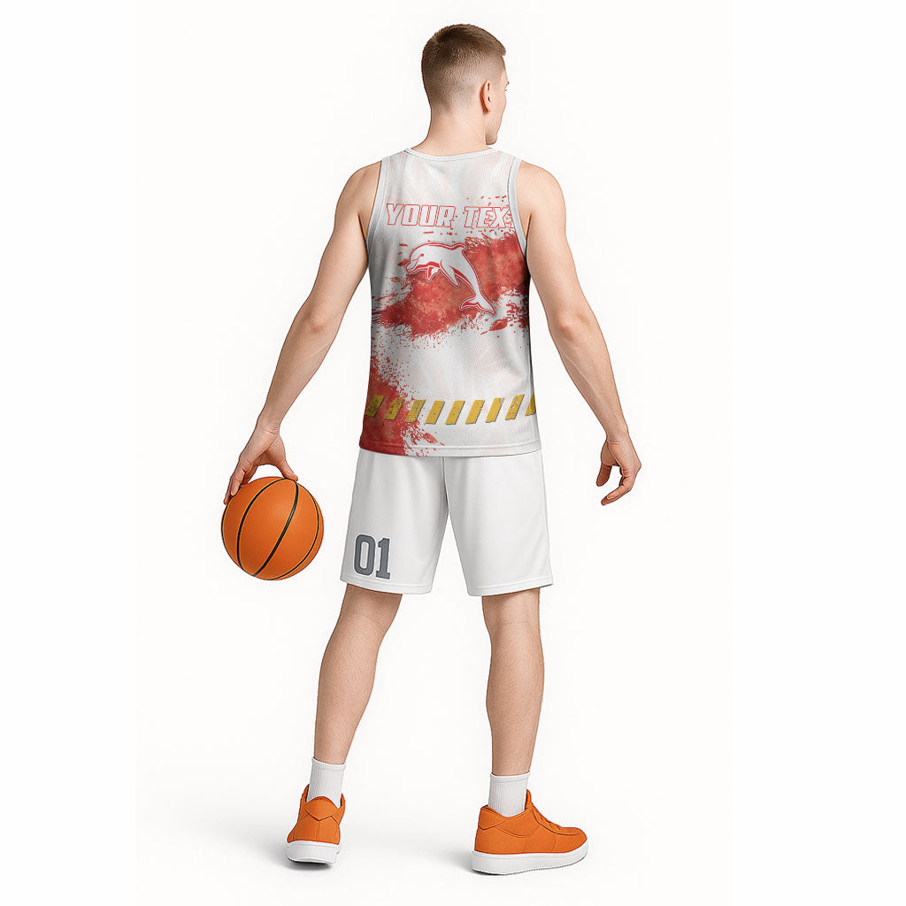 Personalised Dolphins Rugby Basketball Jersey Dolphin Mascot - Sporty Splash Art Style